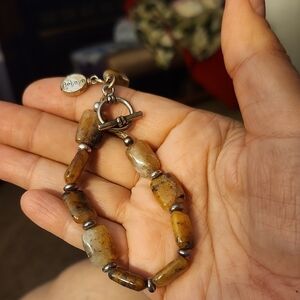 Amber Beaded Bracelet with Silver Accents